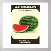Retro Watermelon Seed Packet Melon Poster Print