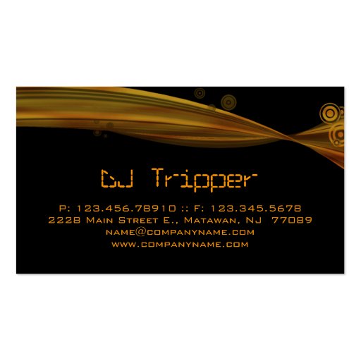 Retro Wave Business Card Black DJ Bronze Gold (back side)