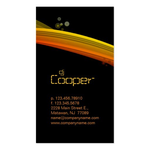 Retro Wave Business Card Black Red Yellow Orange (back side)