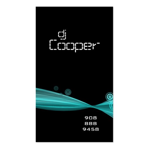 Retro Wave Business Card Black Turquoise blue (front side)