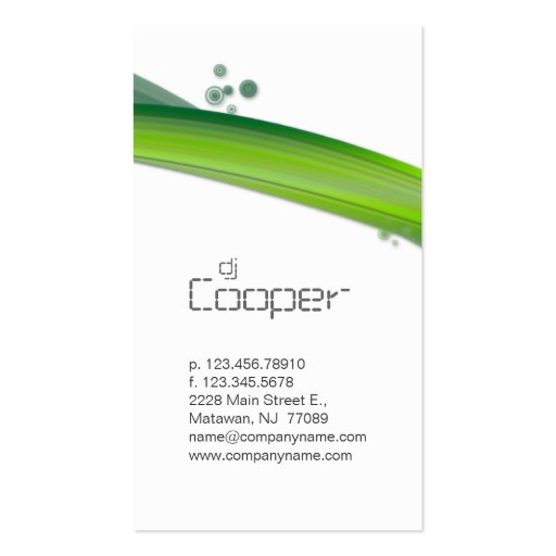 Retro Wave Business Card Lime Green White 2 (back side)