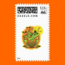 retro werewolf postage