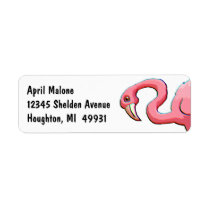 Retro Whimsical Pink Flamingo Return Address Label