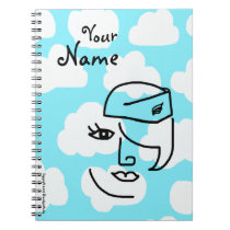 Retro Whimsical Stewardess Custom Journal Notebook