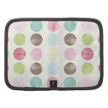 Retro whimsical teal pink brown polka dots pattern folio planners