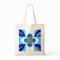 Retro white blue turntable design canvas bags