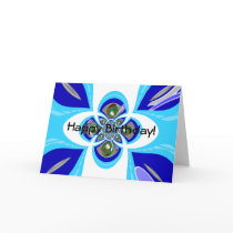 Retro white blue turntable design cards