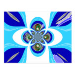 Retro white blue turntable design postcards