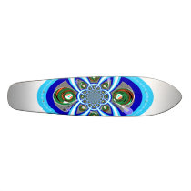 Retro white blue turntable design skateboard deck