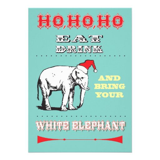 Retro White Elephant Christmas Party Invitations