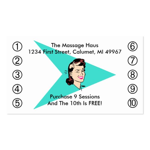 Retro Wink Business Punch Cards Any business Business Card Template (front side)