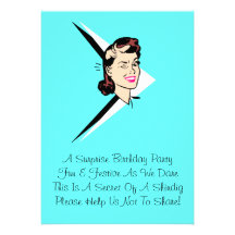 Retro Wink Surprise Turquoise w/ Rhyme Invitation