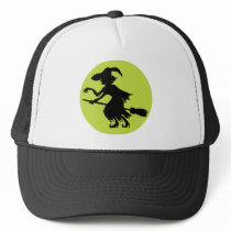 Retro Witch on Broom Silhouette hats