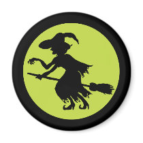 Retro Witch on Broom Silhouette magnets