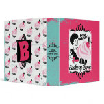 Retro woman baker baking giant cupcakes recipe bin 3 ring binders