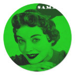 Retro Woman Graphic Round Sticker
