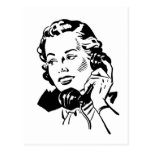 Retro Woman on Phone Postcard postcards