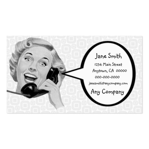 Retro Woman on the Phone Business Card Templates