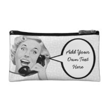 Retro Woman on the Phone Cosmetics Bags
