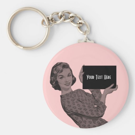 Retro Woman with a Clipboard Keychain