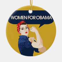 Retro Women for Obama Christmas Tree Ornament