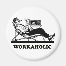 Retro Workaholic Refrigerator Magnet