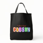 Retro World's Greatest Cousin Grocery Tote Bag
