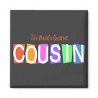 Retro World's Greatest Cousin Square Magnet