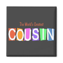 Retro World's Greatest Cousin magnets