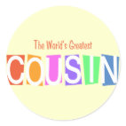 Retro World's Greatest Cousin Round Sticker