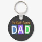 Retro World's Greatest Dad Round Keychain