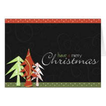 xmas, christmas, swirls, snowflakes, pine, dots, trees, joy, winter, holidays, gift, present, Card with custom graphic design