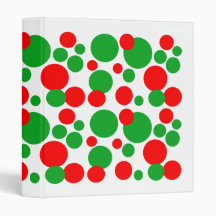 Retro Xmas Red & Green Bubble Dots 3 Ring Binders