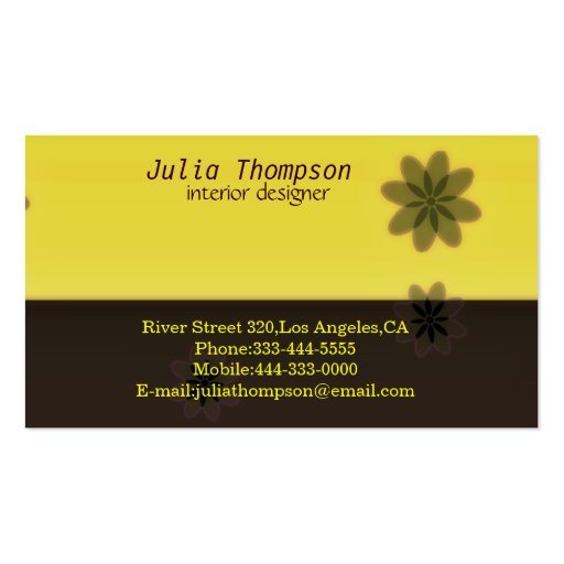 Retro Yellow and Brown Business Cards (back side)