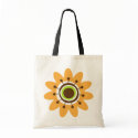 Retro yellow and brown flower tote bag for women bag