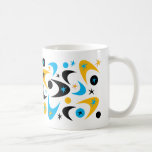 Retro Yellow Black & Aqua Starburst Boomerang Coffee Mug