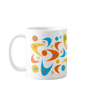 Retro Yellow Orange Agua Starburst Boomerang Mug