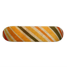RETRO YELLOW ORANGE RED DIRT GREEN STRIPES PATTERN SKATE BOARD