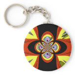 Retro yellow orange turntable design key chain
