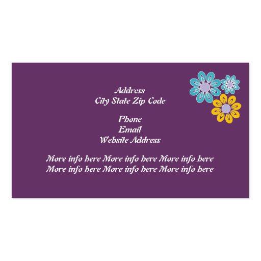Retro yellow, plum paisley motif floral business card template (back side)