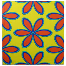 Retro Yellow Red Psychedelic Flowers Printed Napkin