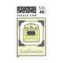 Retro Yellow Stove Postage Stamp