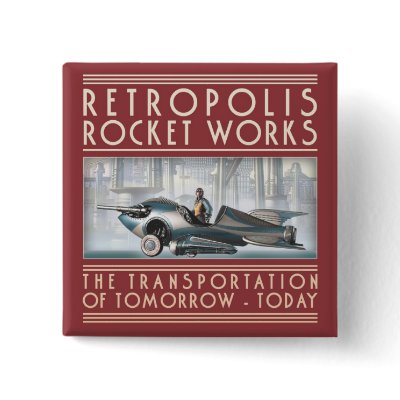 Retropolis Rocket Works Square Button by Retropolis_Travel
