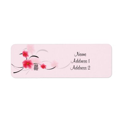 Return Address Label Pink Blossom Double Happiness