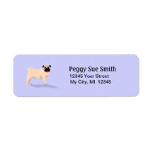Return Address Label - Pug Dog - Light Blue