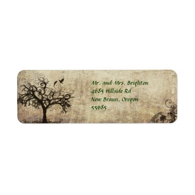 Return Address Label with Birds and Tree Avery Lab