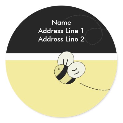 RETURN ADDRESS LABELS BEE HAPPY Bumble Bee Round Stickers