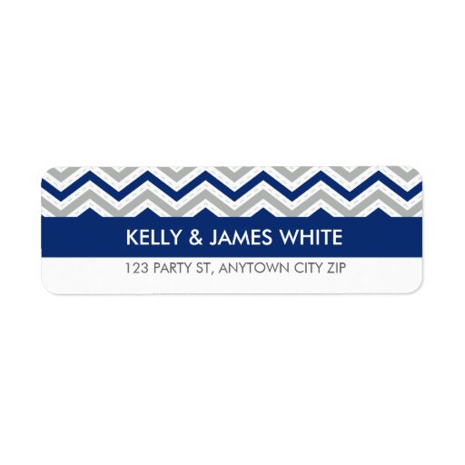 RETURN ADDRESS LABELS : chevron stripe navy blue | Zazzle
