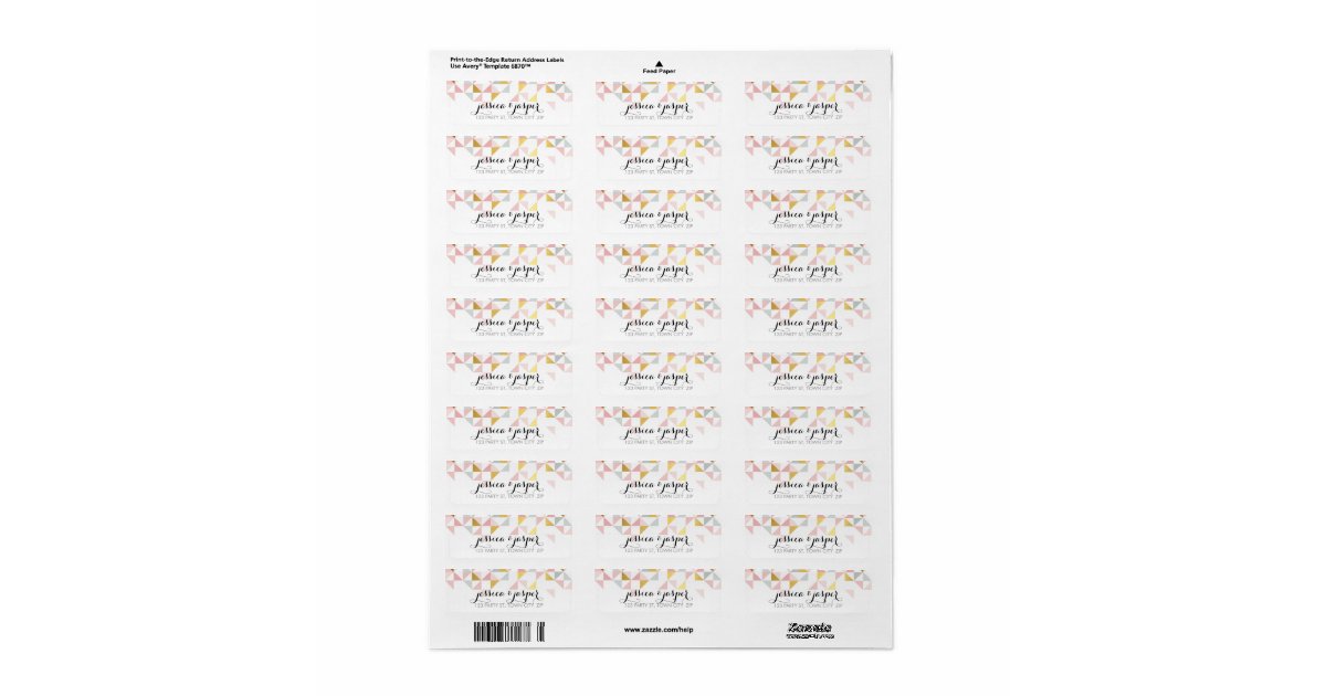 RETURN ADDRESS modern triangle aztec pattern coral Label Zazzle