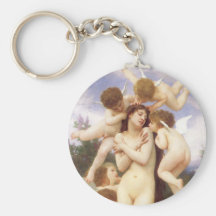 Return of Spring by Bouguereau, Vintage Angels Keychains